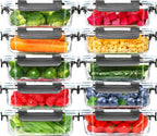Skroam Paquete de 10 recipientes de vidrio para preparación de comidas, recipientes herméticos de vidrio de 22 onzas con tapas, recipientes de almacenamiento de cocina para almuerzo