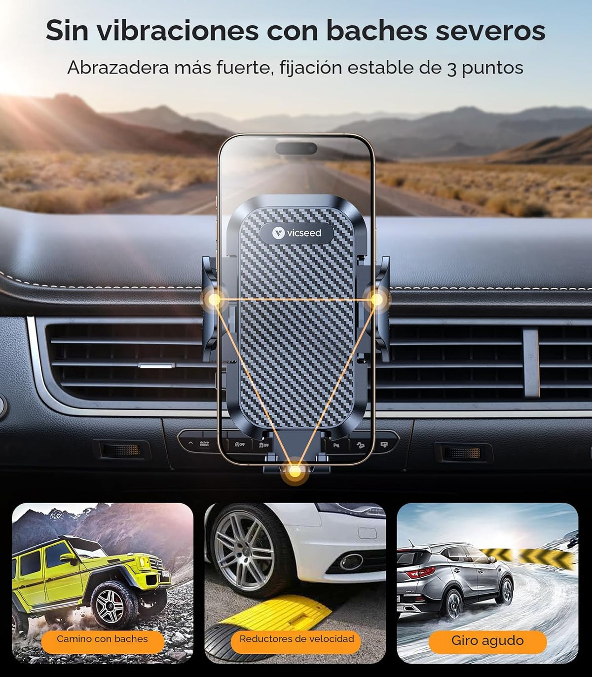 VICSEED Soporte de teléfono para automóvil ultra estable 2026 [nunca se cae y no se rompe], soporte universal de teléfono para ventilación de aire para automóvil