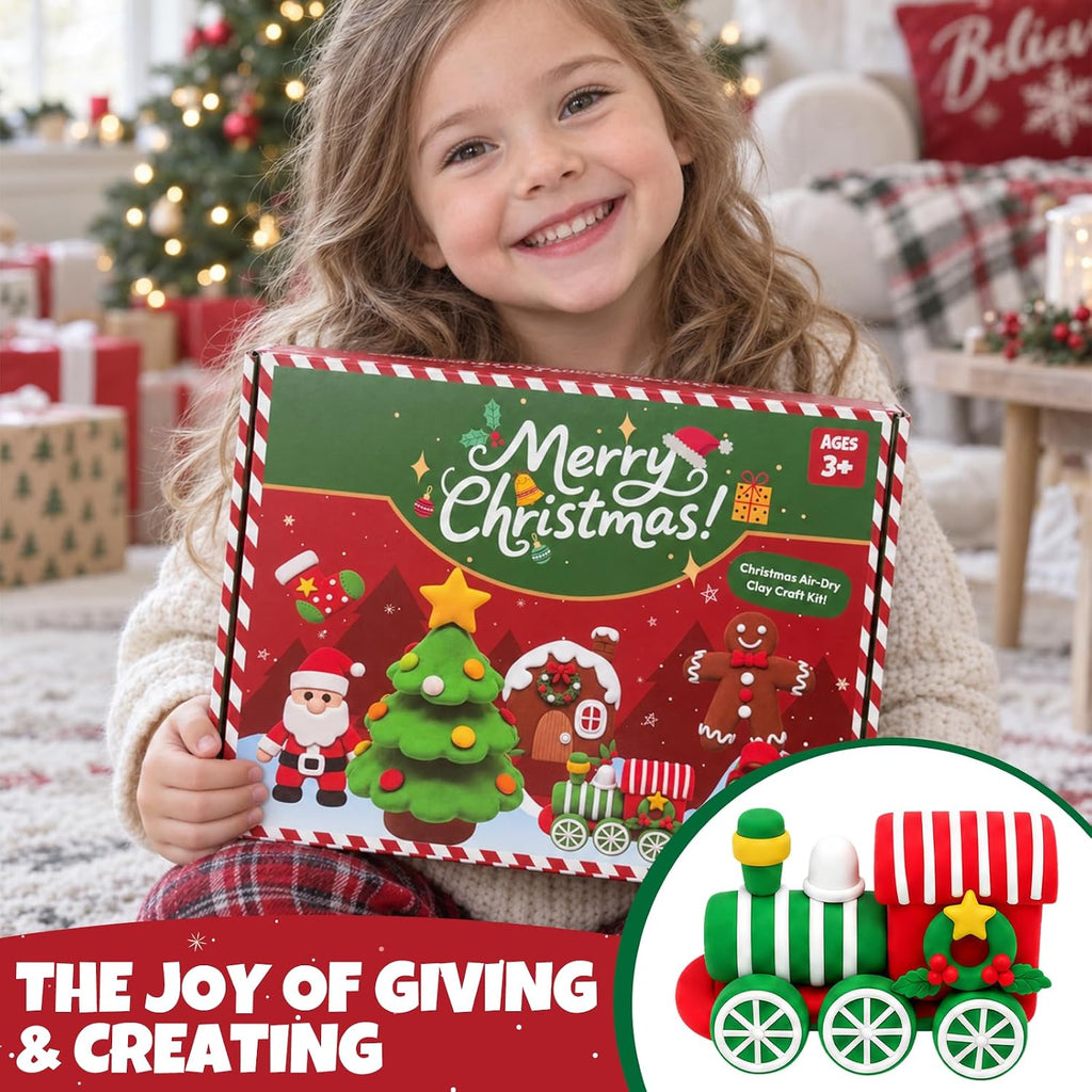 Kit de arcilla seca al aire para niños, modelado de Navidad, juego de