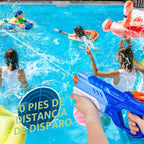 Quanquer Pistolas de agua de 600 cc para niños y adultos, paquete de 6 pistolas de chorro súper con largo alcance, acción de bomba de alta capacidad, natación de verano, playa, juegos de lucha acuática al aire libre, juguetes de piscina para niños y niñas