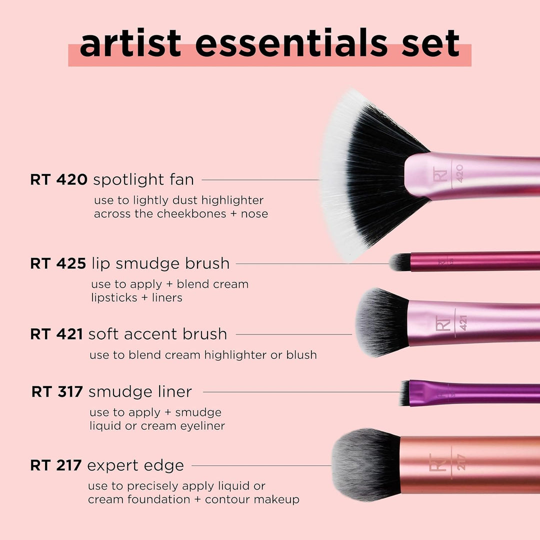 Real Techniques Artist Essentials - Juego de brochas de maquillaje,...