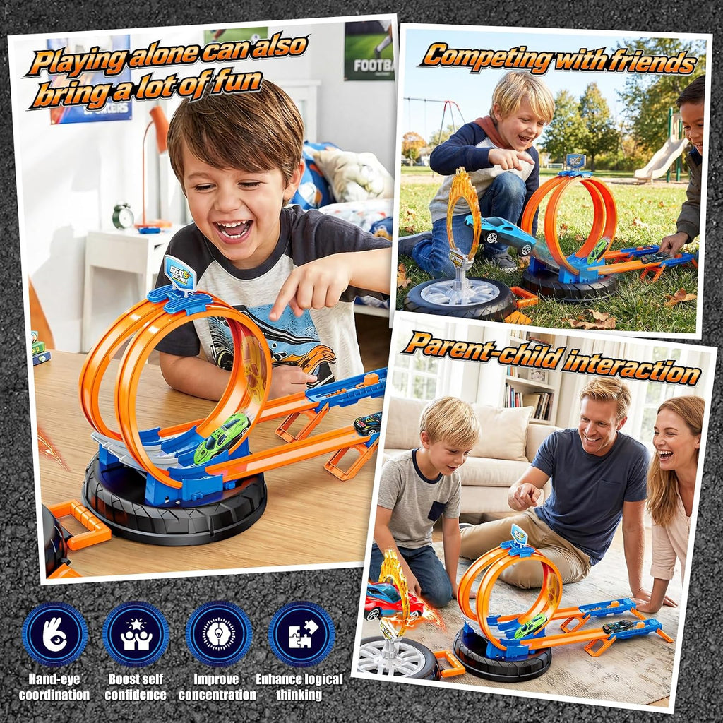 Juego de pista de autos de carreras 2026, juego de carreras para niños de 4