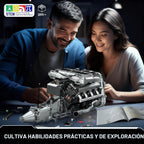 Mould King V8 Kit de modelo de motor turbo doble que funciona – Más de 2899 piezas, construye tu propio kit de motor de modelo visible para adultos con motor y batería, bloques de construcción para adultos, juguetes de construcción STEM de bricolaje