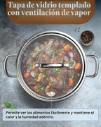 Cook N Home Olla de acero inoxidable revestido de tres capas de 7 cuartos