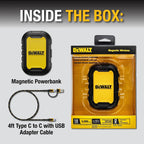 DEWALT Heavy Duty Magnetic Power Bank 5, 000mAh, Rugged, Wireless