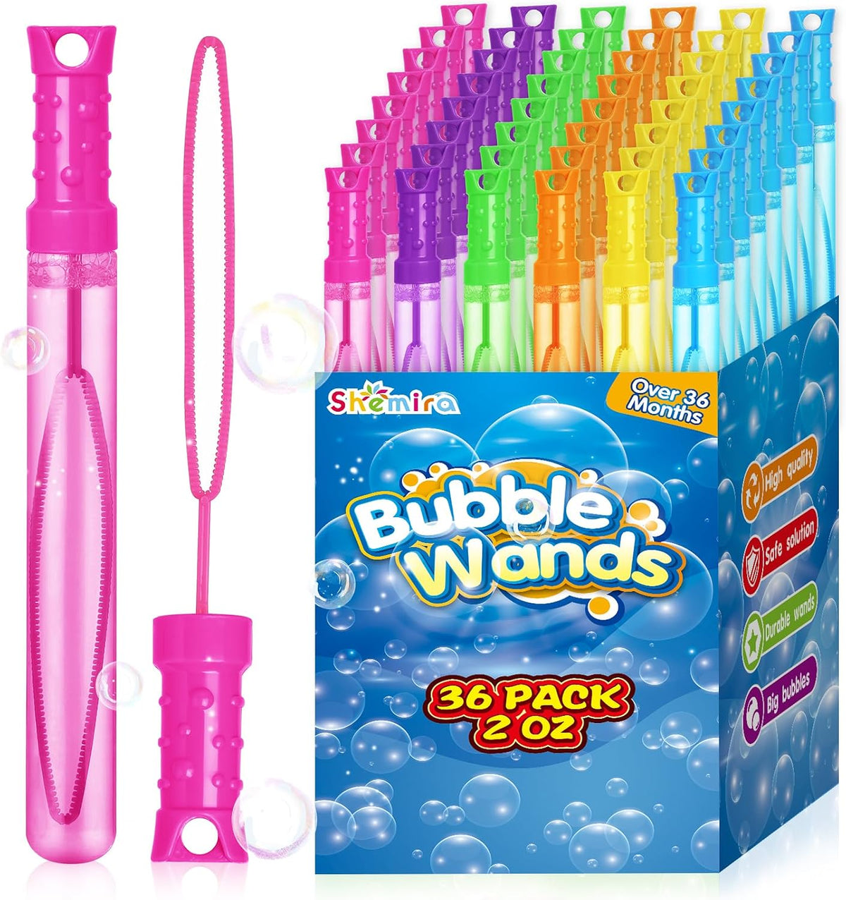 Paquete de 36 varitas de burbujas en 6 colores, juguetes de verano