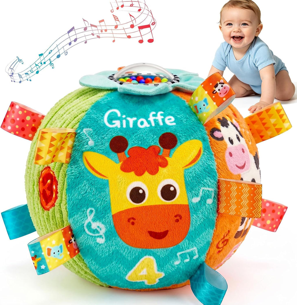 Juguete musical de bola para bebé con sonidos y canciones y grabación, juguetes sensoriales para bebés de 0-3-6-9-12 meses, juguetes de pelota para gatear para bebés de 3, 4, 5, 6, 7, 8, 9