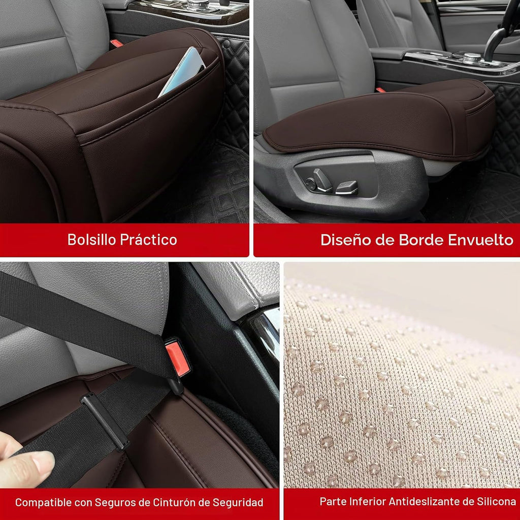 Funda de Asiento de Automóvil para Lujo y Comodidad - Cuero PU, Antideslizante, Protección de Envoltura Completa con Bolsillo de Almacenamiento para Cojín Inferior - Ajuste Universal para el