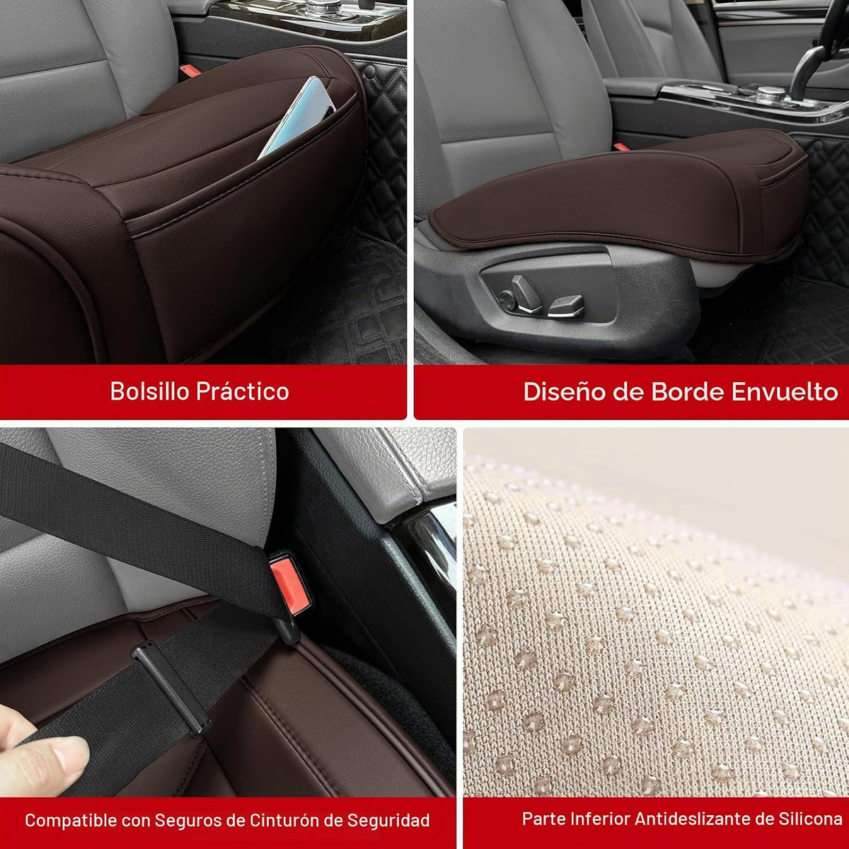Funda de Asiento de Automóvil para Lujo y Comodidad - Cuero PU, Antideslizante, Protección de Envoltura Completa con Bolsillo de Almacenamiento para Cojín Inferior - Ajuste Universal para el