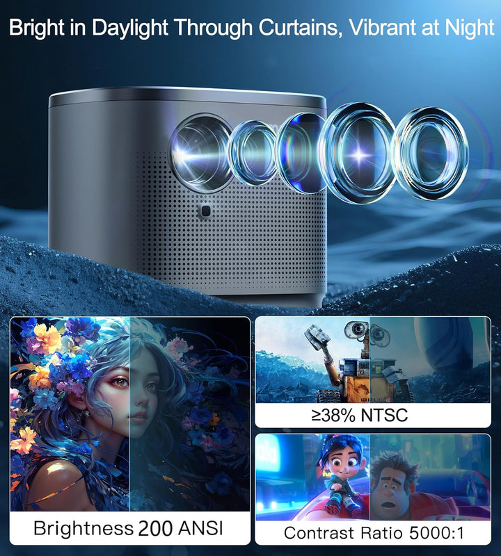 Miroir Mini proyector, proyector HD para el hogar con altavoz incor...