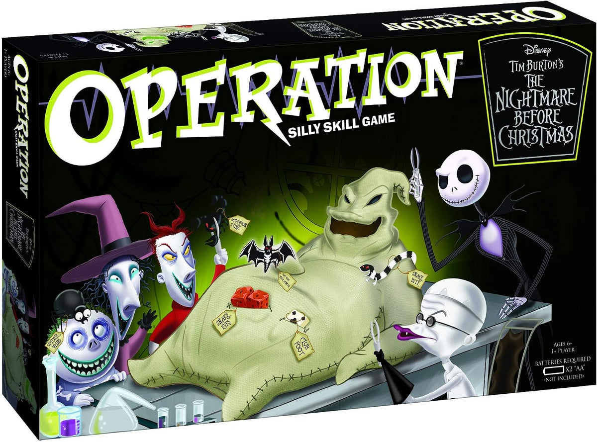 Operación: Juego de mesa Disney Pesadilla Antes de Navidad | Juego de mesa coleccionable | Con Oogie Boogie y arte de Pesadilla Antes de Navidad, para 1 o más jugadores