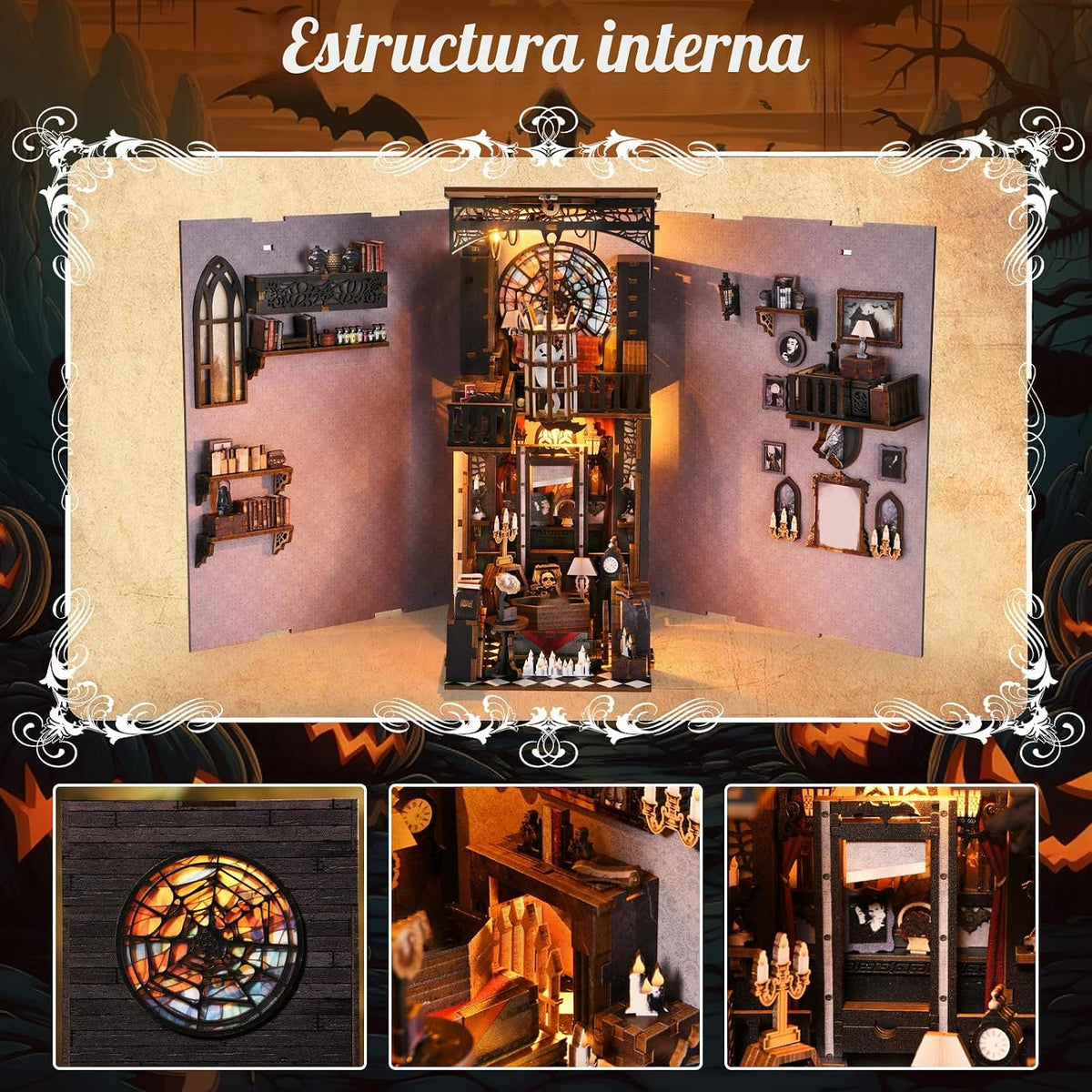 Kit de rincón de libros, kit de casa de muñecas en miniatura para