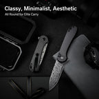 CIVIVI Elementum II Cuchillo de bolsillo plegable, hoja de Damasco de 2.96