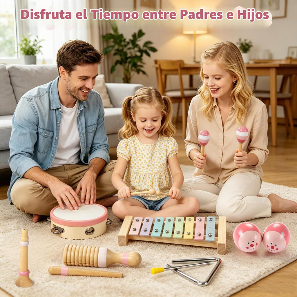 Juego de instrumentos musicales para niños de 9 piezas, juguetes de