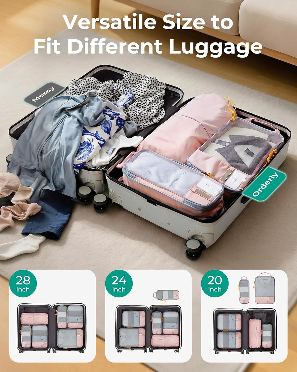 BAGSMART Cubos de compresión para artículos esenciales de viaje