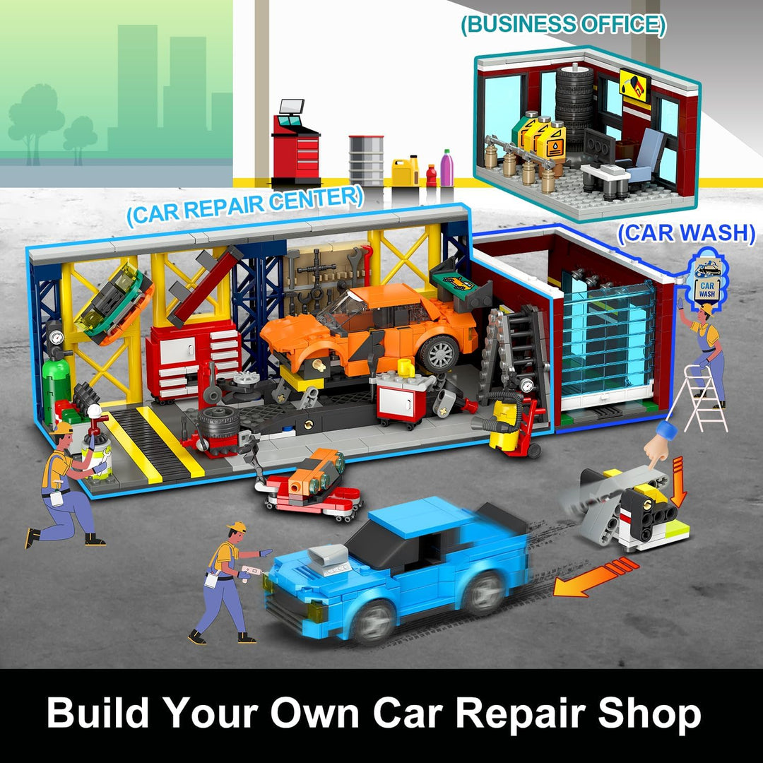HOGOKIDS Juego de construcción de garaje de coche de