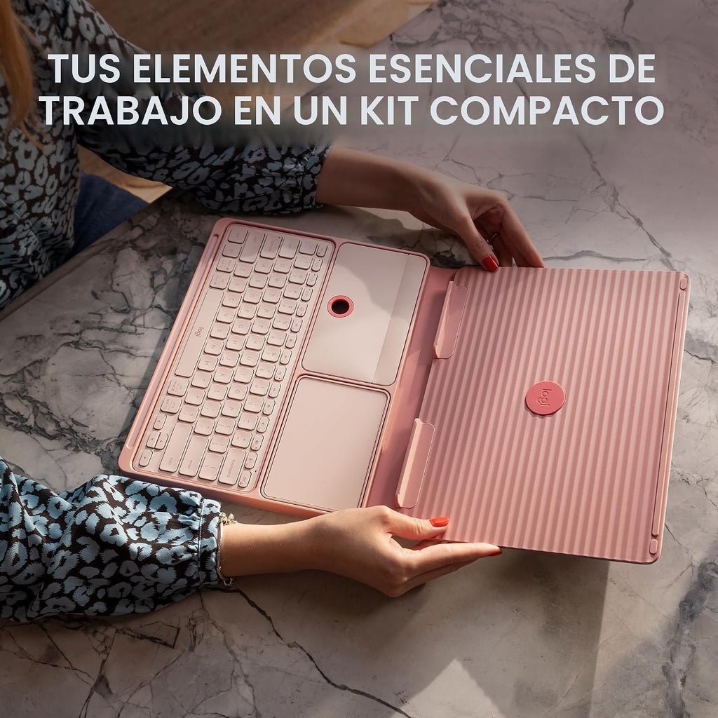 Logitech Casa Pop Up Desk Laptop Stand, teclado & Touchpad - Pink