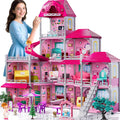 Villa de 4 Historias con 11 Habitaciones para Niñas de 3 a 8 Años - 11 Habitaciones, 2 Muñecas