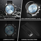 BENYAR Relojes para hombre, reloj de pulsera analógico con movimiento de cuarzo, correa de cuero/acero inoxidable/silicona, reloj de vestir casual para deportes de negocios, resistente al agua