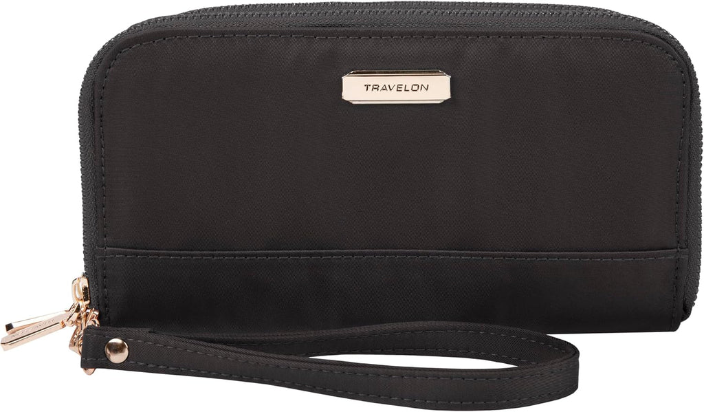 Travelon Cartera con doble cremallera con bloqueo RFID, Negro