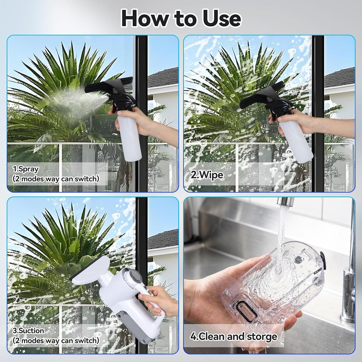 OTraki Enjuagadora de vacío de ventana con pantalla LED Kit de lavado de