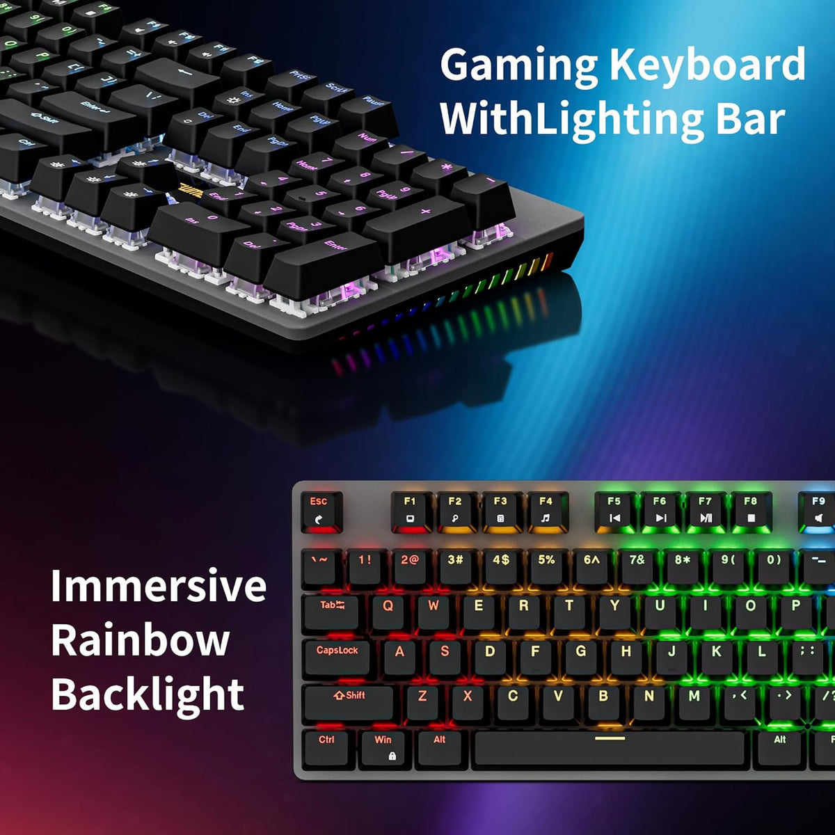 Newmen GM325Pro - Teclado mecánico con retroiluminación LED arcoíri...