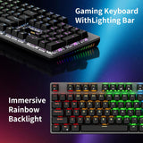 Newmen GM325Pro - Teclado mecánico con retroiluminación LED arcoíri...