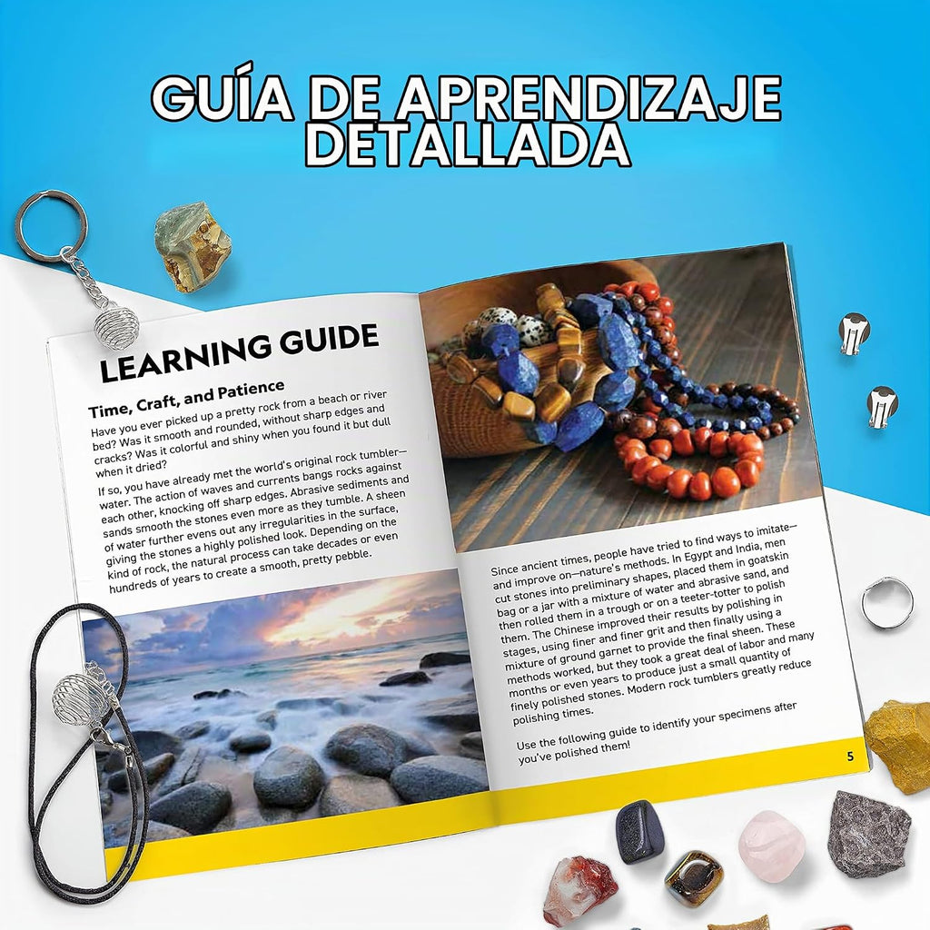 NATIONAL GEOGRAPHIC Recarga de Rocas – Paquete Mega Madagascar, 3 libras de piedras preciosas incluyendo cuarzo rosa, jaspe, labradorita y más, grano para pulir y engastes para joyería