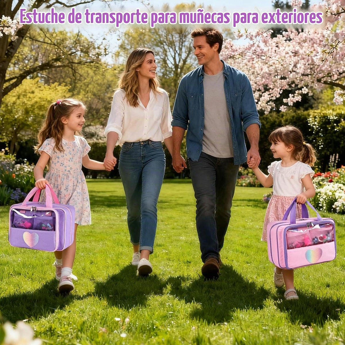 Funda de transporte compatible con muñecas Barbie de 12 pulgadas/6 pulgadas, organizador todo en uno con capacidad para 6-12 muñecas y accesorios, funda de viaje grande para muñecas con asa, solo bolsa (morado)