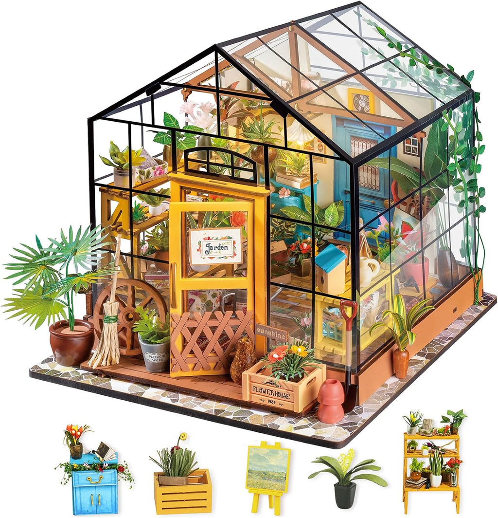 Rolife Kit de casa de muñecas en miniatura para invernadero, regalo