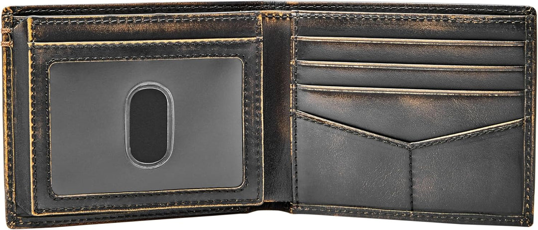 Fossil - Cartera plegable de cuero para hombre con ventana abatible...