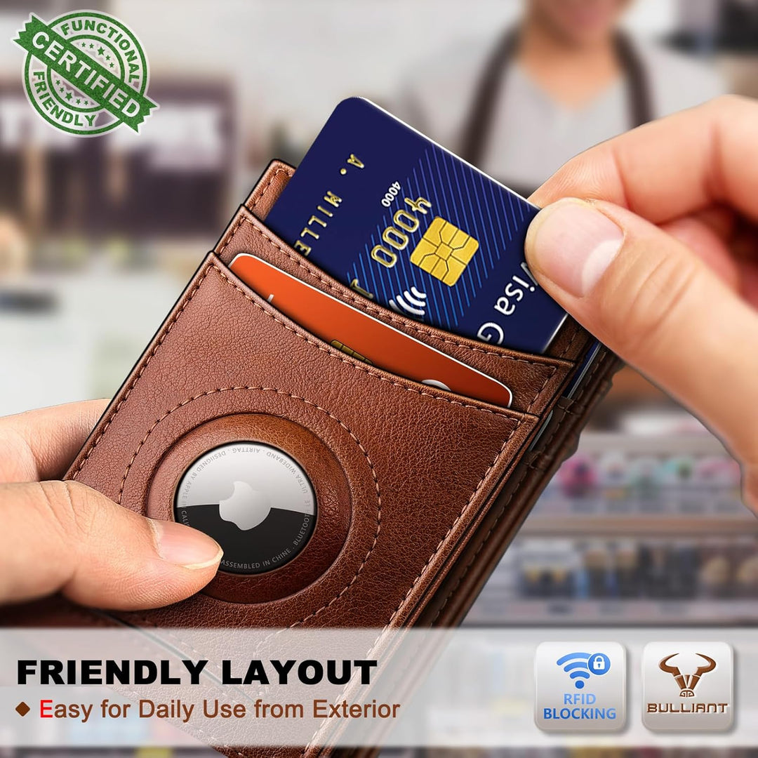 BULLIANT Billetera Airtag para hombre, delgada con clip para dinero...
