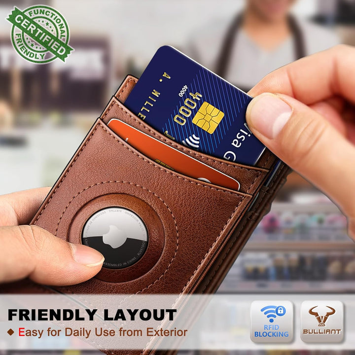 BULLIANT Billetera Airtag para hombre, delgada con clip para dinero...