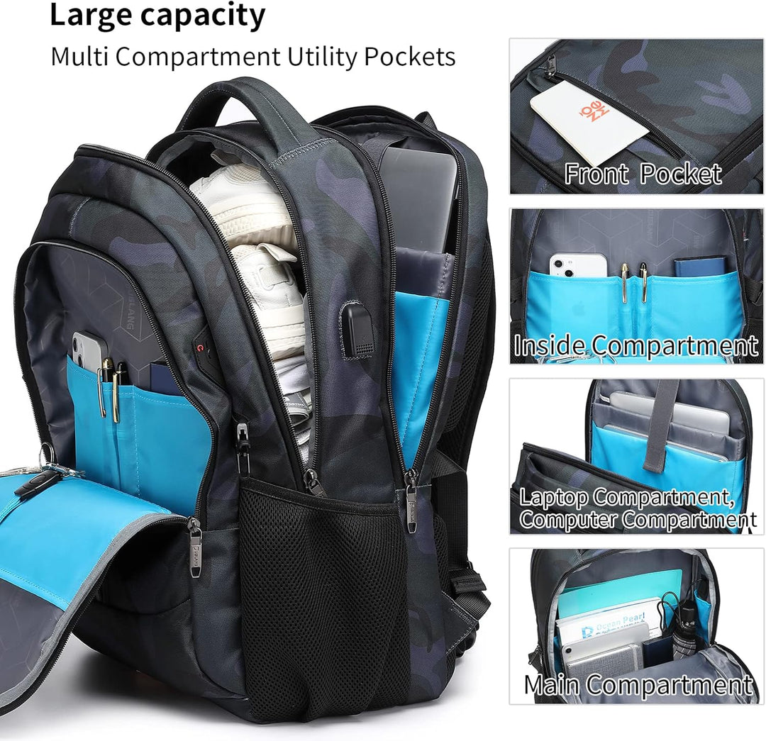DUSLANG Mochila para portátil de 17 pulgadas para viajes, resistent...