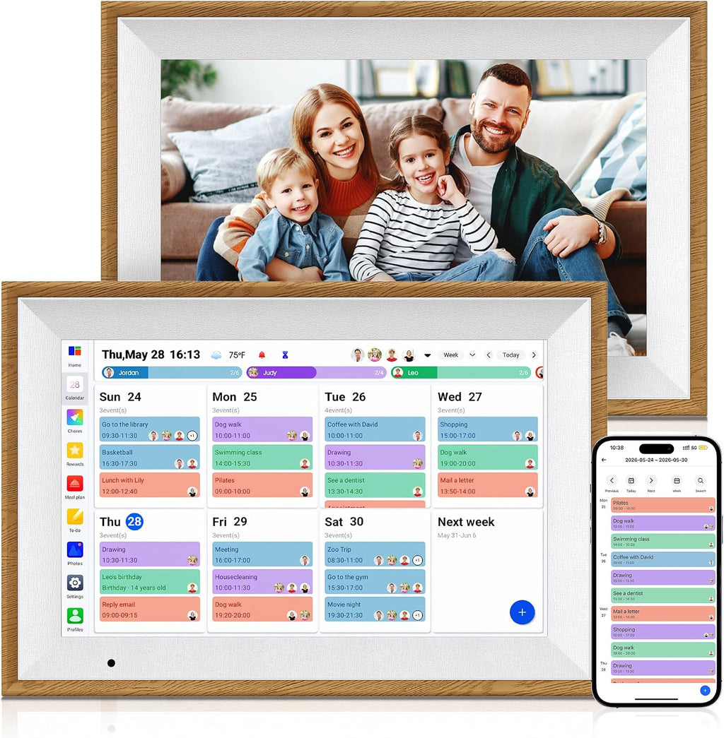 Calendario digital, calendario electrónico de 10.1 pulgadas para horarios familiares, pantalla táctil inteligente, planificador familiar interactivo con tabla de tareas, planificador de comidas