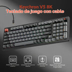 Keychron V5 8K 96% teclado mecánico con cable, frecuencia de sondeo de 8000 Hz QMK teclado programable intercambiable en caliente con Numpad y perilla, retroiluminación RGB, ergonómico para Mac