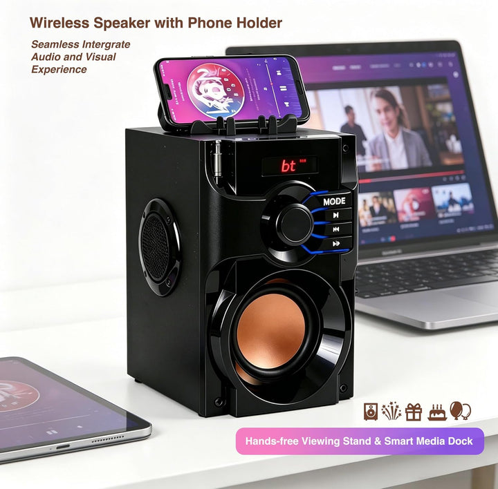 VIGROS Altavoz Bluetooth, altavoz inalámbrico portátil con subwoofe...
