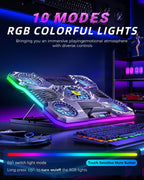 Almohadilla de enfriamiento RGB para laptop, ventilador de laptop para juegos, 9 ventiladores para portátiles de 15.6 a 19.3 pulgadas, enfriador de laptop con 8 soportes de altura, 2 puertos