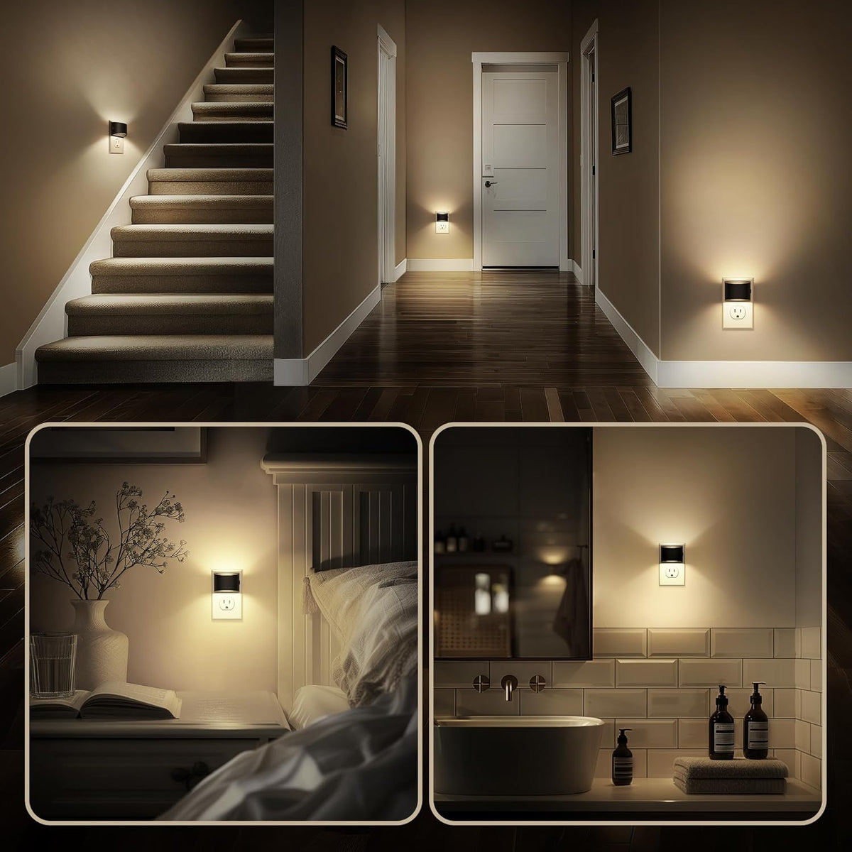 Lámpara Luz nocturna, luces nocturnas enchufables a la pared, ajustable, 3000 K