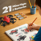 Veeniix V995 Mini dron rojo para niños y principiantes, cuadricóptero de control remoto para interiores con giros en 3D, rotación de 360°, vuelo circular, vuelo estacionario automático, modo sin