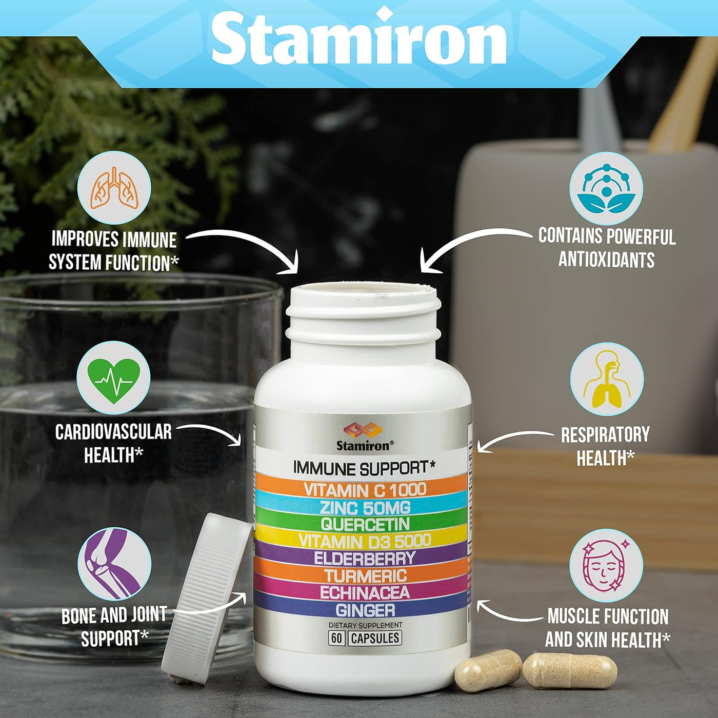 Apoyo inmunológico 8 en 1 con quercetina, zinc 50mg, vitamina C 100...
