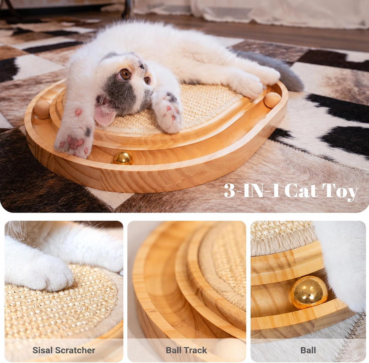Almohadilla rascador de gato de sisal, juguete interactivo