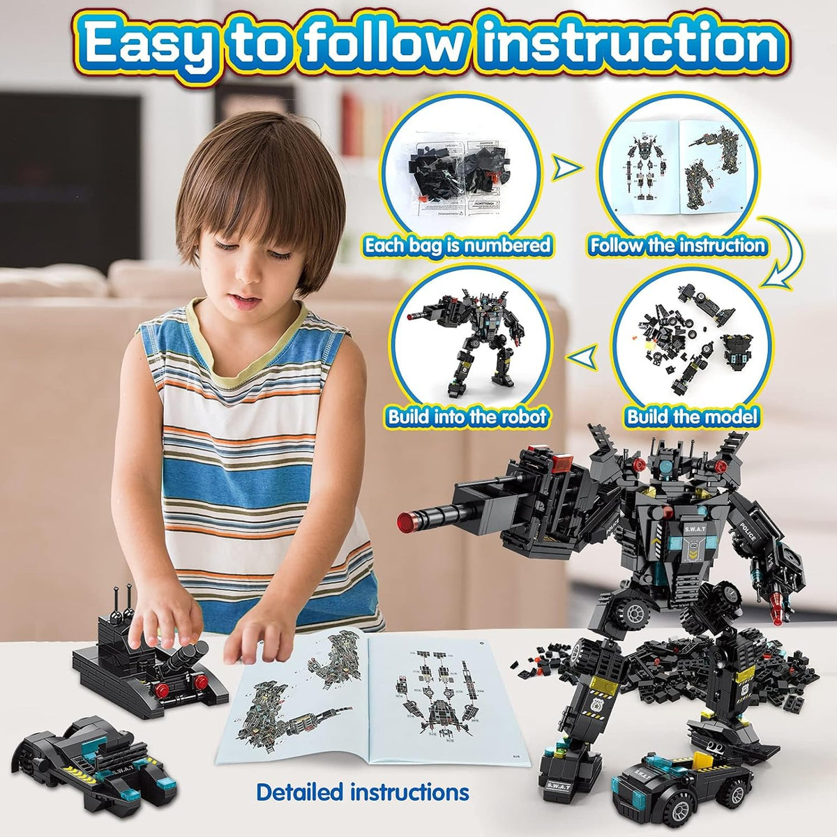 Kit de construcción de robot 51 en 1 para niños de 8 a 12 años