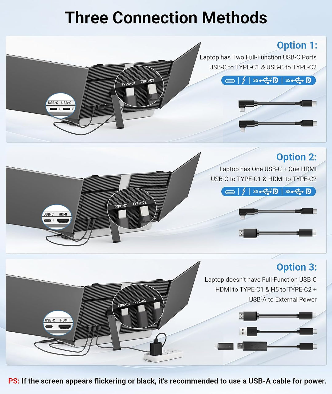 Rizpak Extensor de pantalla triple para portátil de 14 pulgadas, mo...