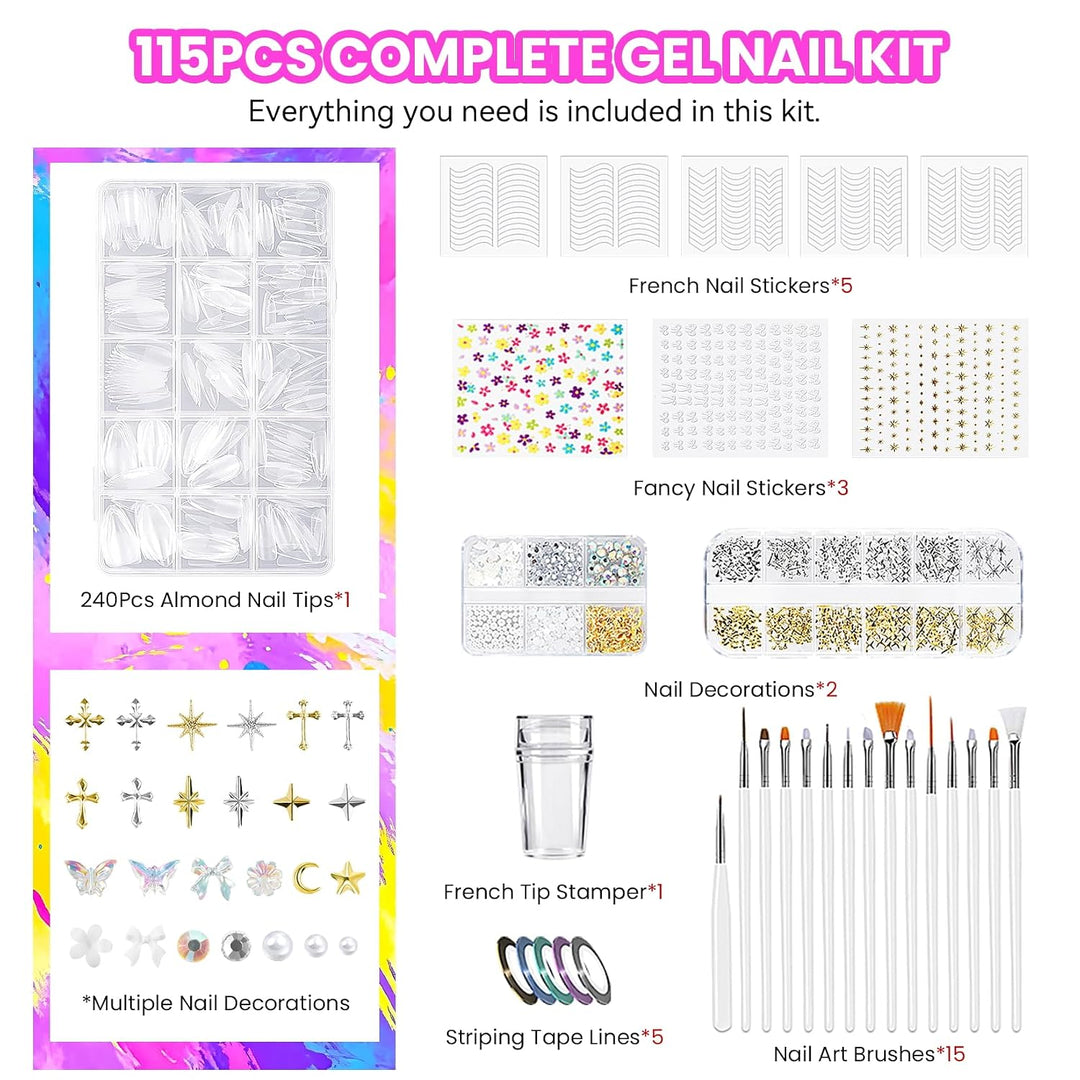 VANREESA Kit de 115 esmaltes de uñas de gel con taladro de uñas con...