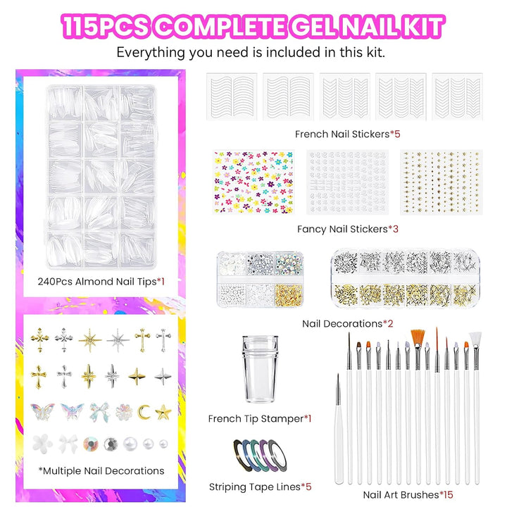 VANREESA Kit de 115 esmaltes de uñas de gel con taladro de uñas con...