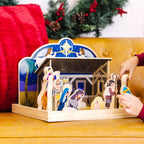 Clásico set de Navidad de Melissa & Doug, de madera, con establo de 4 piezas y 11 figuras de madera