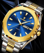 Poedagar Reloj de pulsera casual de lujo para hombre, resistente al agua, luminoso, con fecha, para hombre, de acero inoxidable, de cuarzo, para hombre