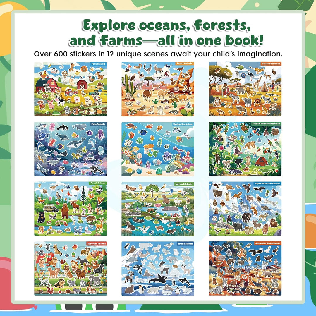 Libros de calcomanías de animales para niños pequeños de 2