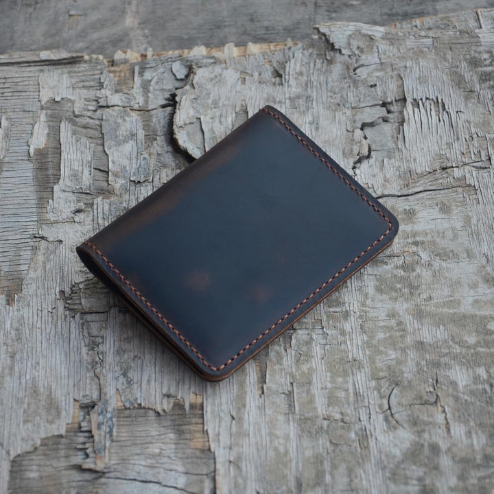 JJNUSA Cartera de cuero minimalista hecha a mano para hombres envej...